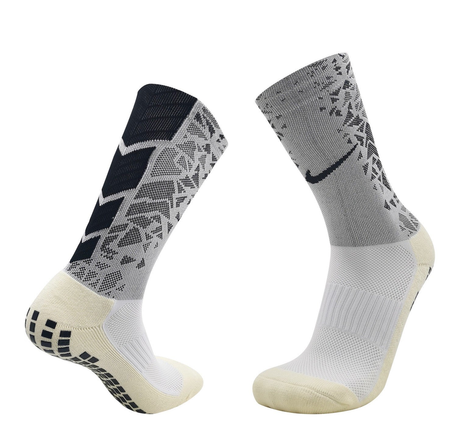 Short Grip Socks - White & Gray