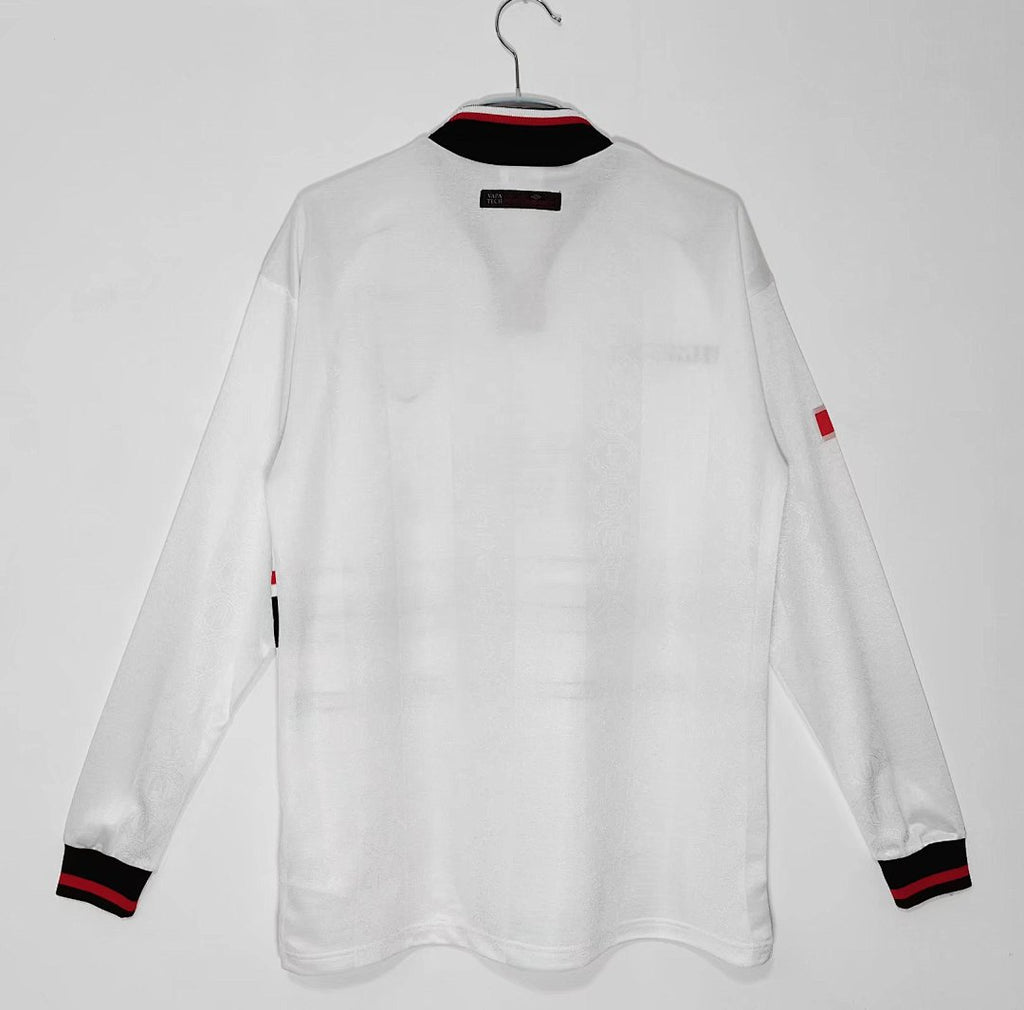 98/99 Manchester United White Long Sleeve Away Retro Jersey