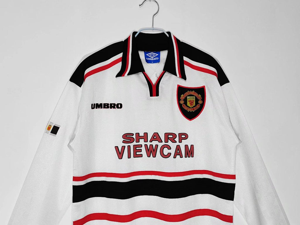 98/99 Manchester United White Long Sleeve Away Retro Jersey