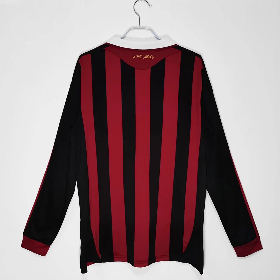 09/10 AC Milan Long Sleeve Home Retro Jersey