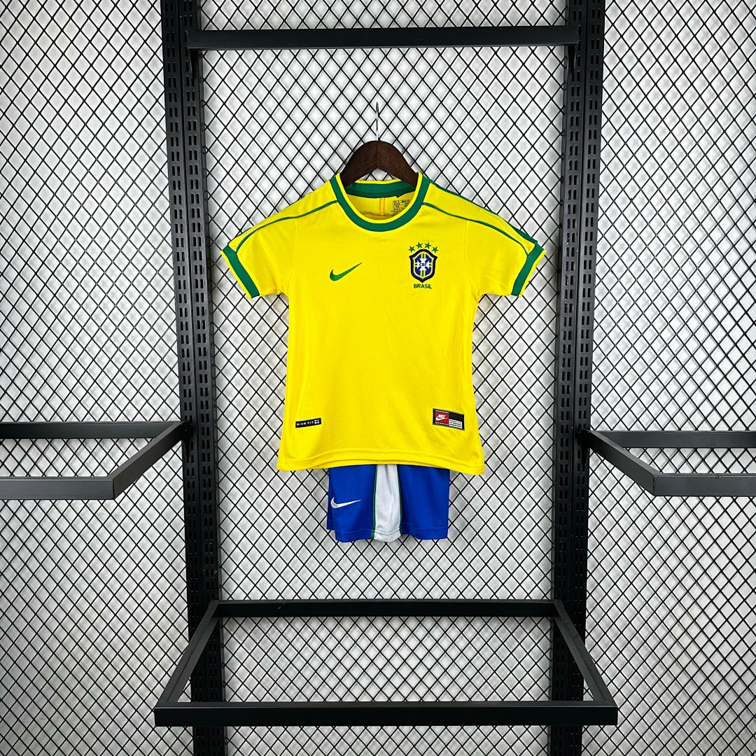 1998 Brazil Home Retro Kids Jersey
