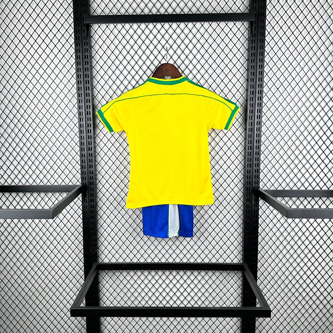 1998 Brazil Home Retro Kids Jersey