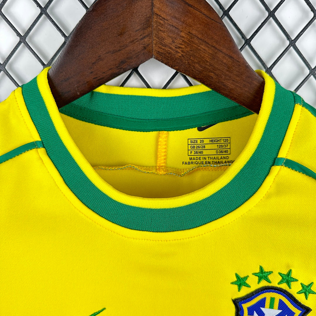 1998 Brazil Home Retro Kids Jersey