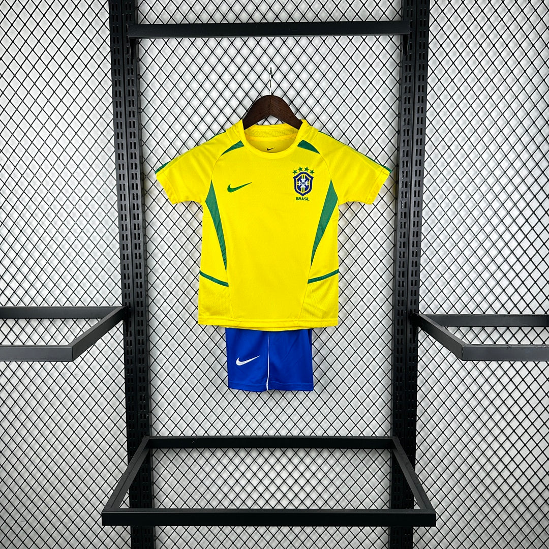 2002 Brazil Home Retro Kids Jersey
