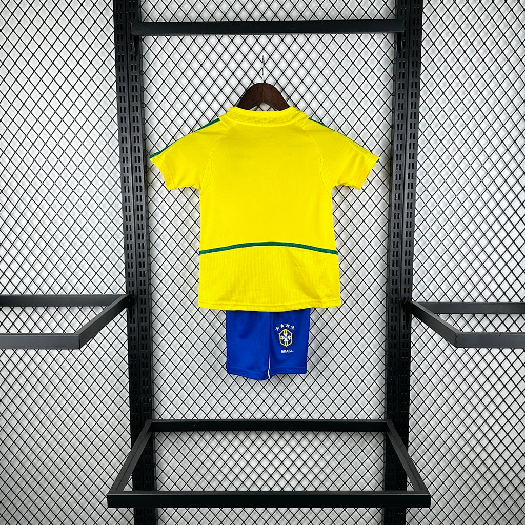 2002 Brazil Home Retro Kids Jersey