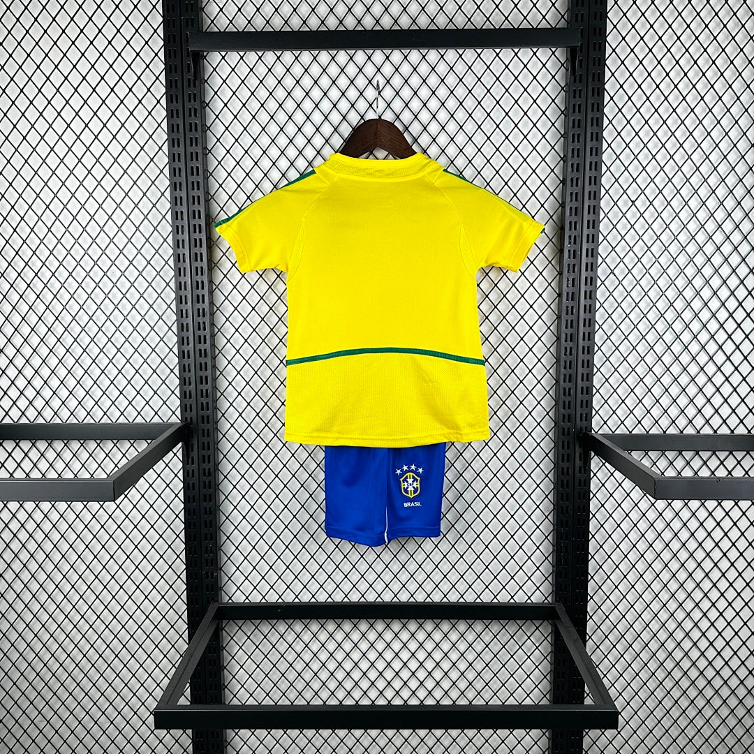 2002 Brazil Home Retro Kids Jersey