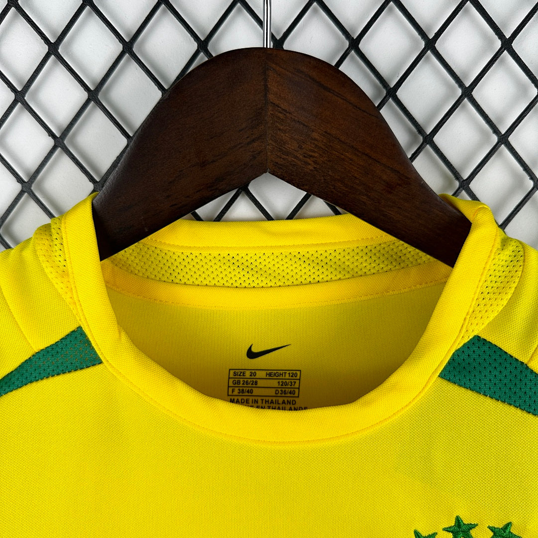 2002 Brazil Home Retro Kids Jersey