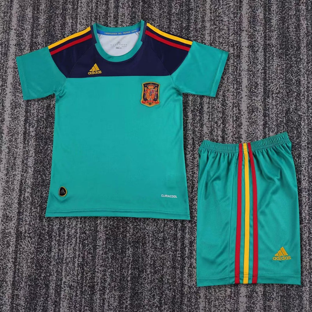 2010 Spain Green Goalkeeper Retro Kids Jersey