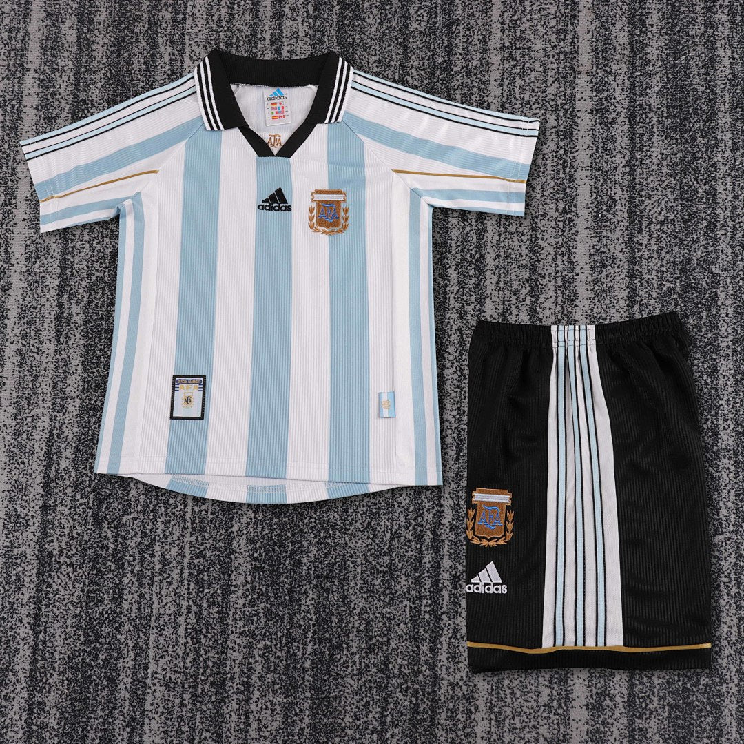 1998 Argentina Home Retro Kids Jersey