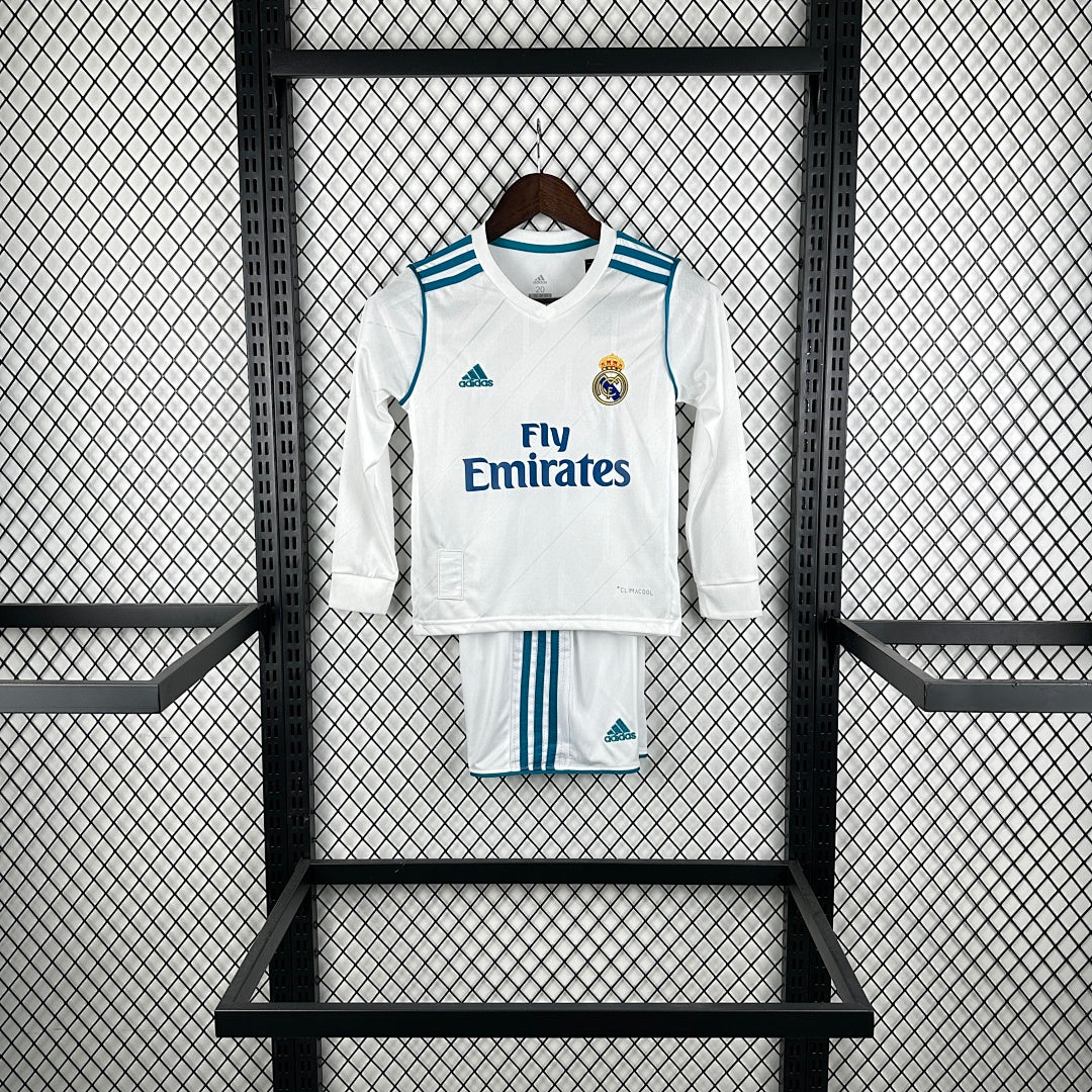 17/18 Real Madrid Home Long Sleeve Retro Kids Jersey