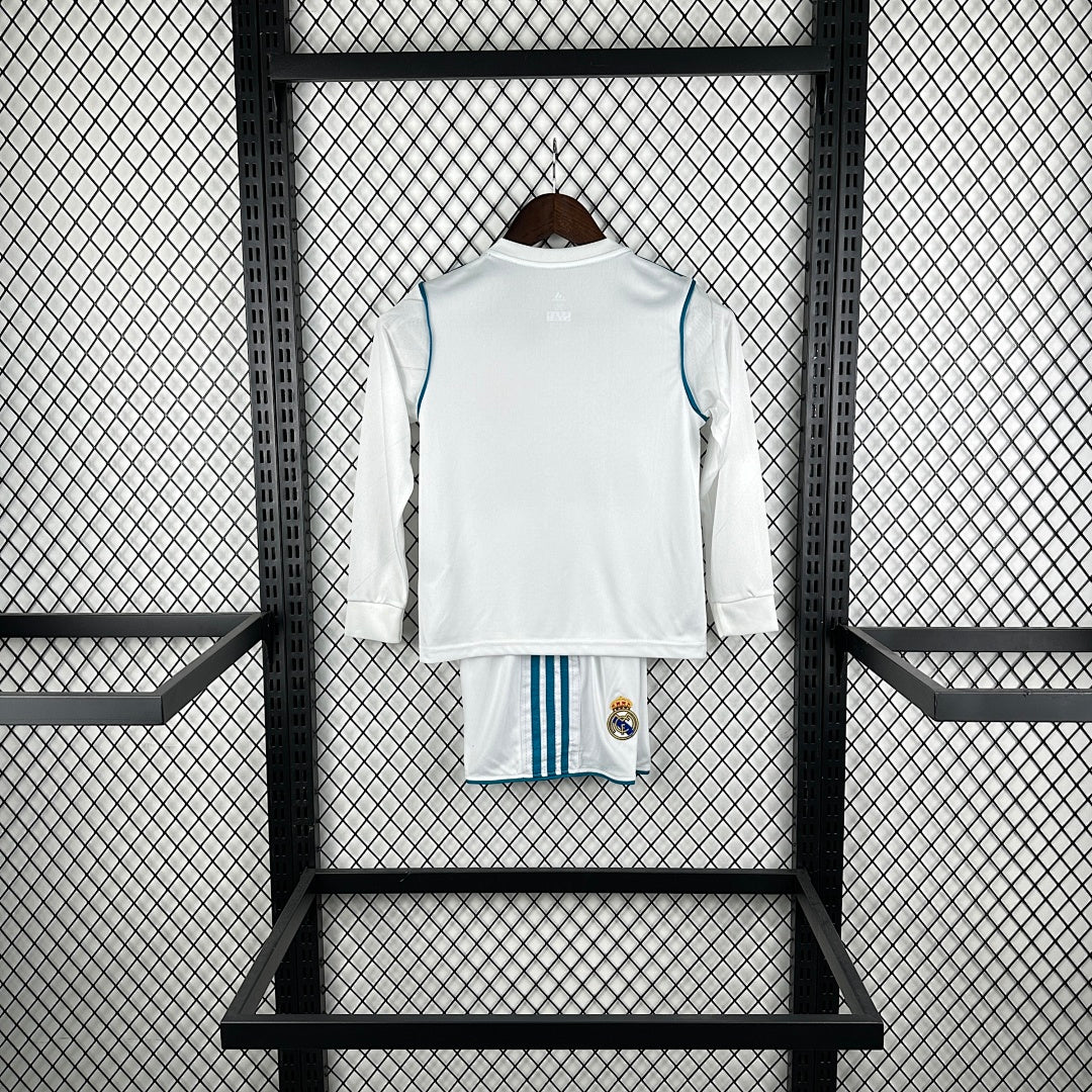 17/18 Real Madrid Home Long Sleeve Retro Kids Jersey