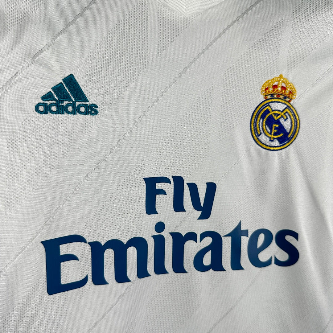 17/18 Real Madrid Home Long Sleeve Retro Kids Jersey