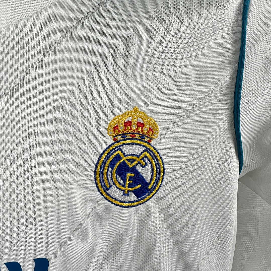 17/18 Real Madrid Home Long Sleeve Retro Kids Jersey