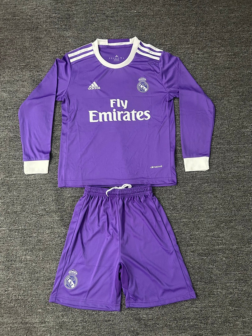 16/17 Real Madrid Away Long Sleeve Retro Kids Jersey