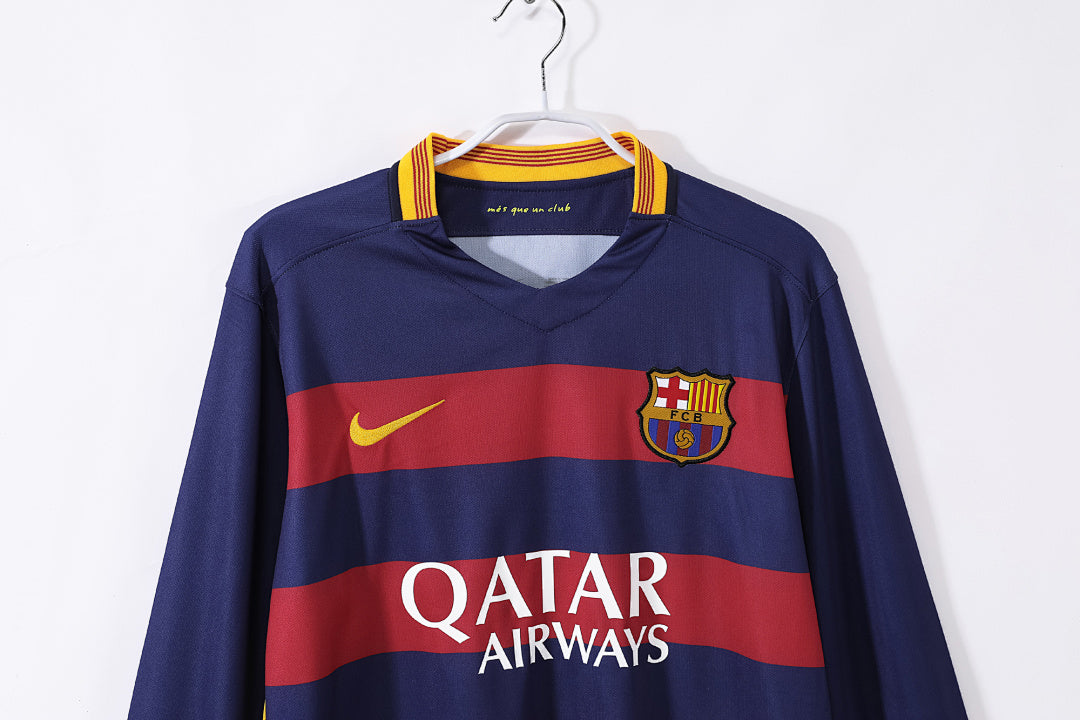 15/16 Barcelona Long Sleeve Home Retro Jersey