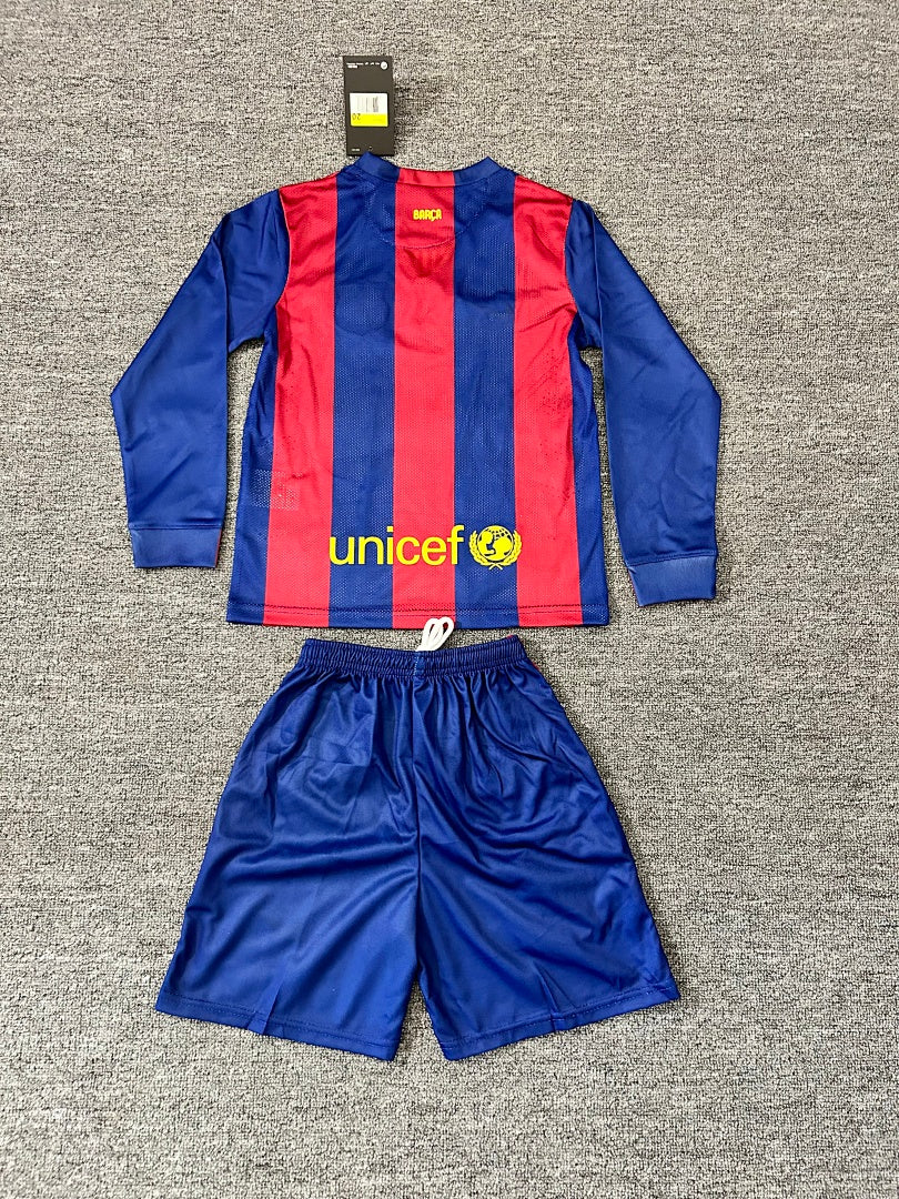 14/15 Barcelona Home Long Sleeve Retro Kids Jersey