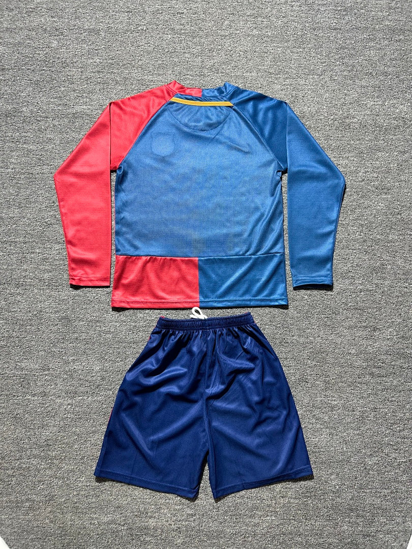 08/09 Barcelona Home Long Sleeve Retro Kids Jersey