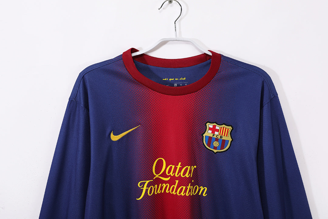 12/13 Barcelona Long Sleeve Home Retro Jersey