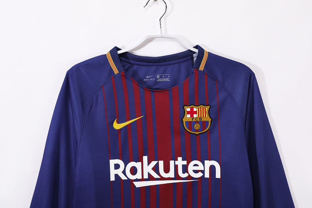 17/18 Barcelona Long Sleeve Home Retro Jersey