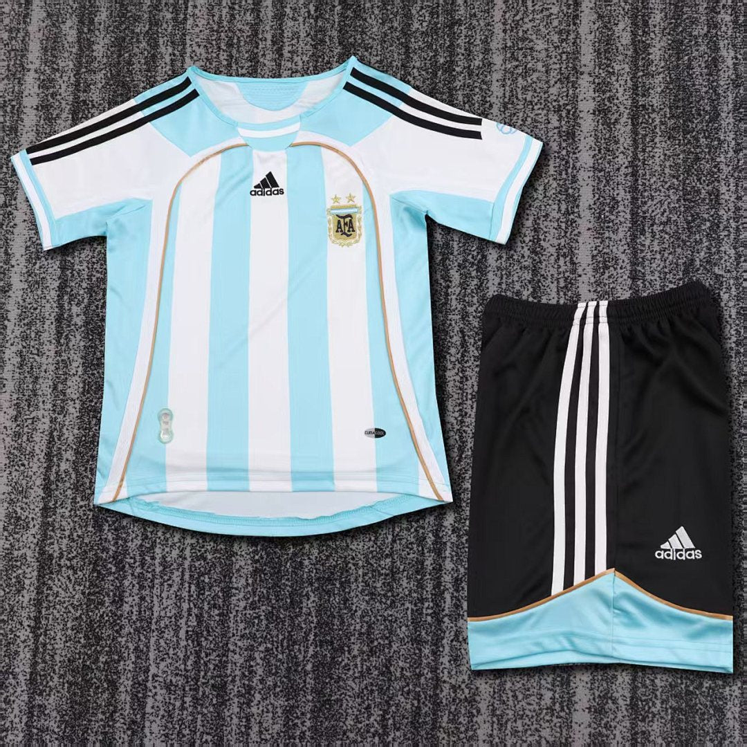 2006 Argentina Home Retro Kids Jersey