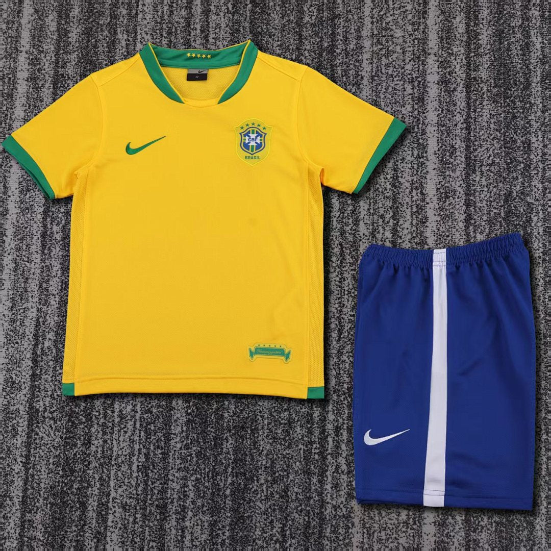2006 Brazil Home Retro Kids Jersey