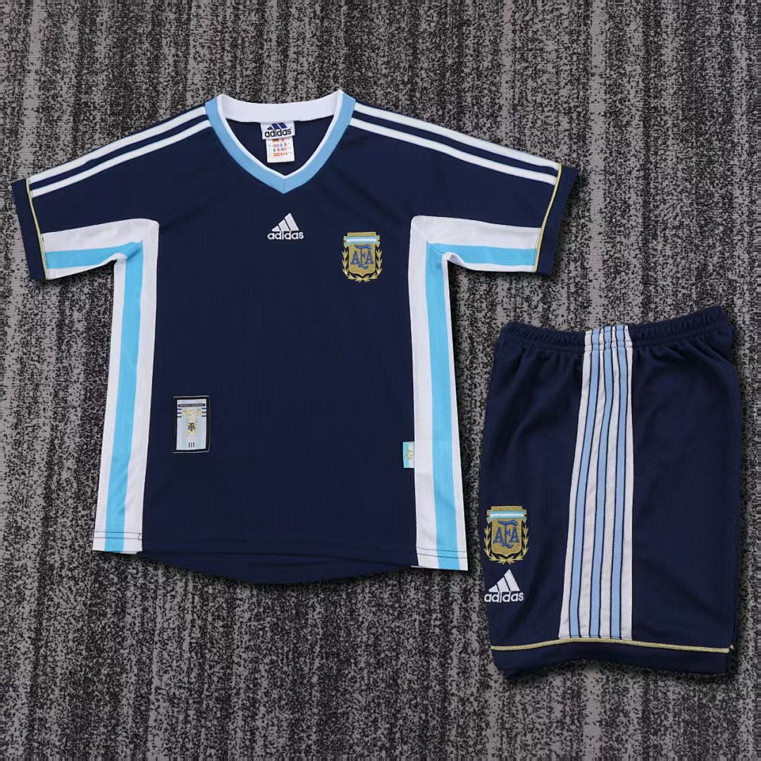 1998 Argentina Away Retro Kids Jersey
