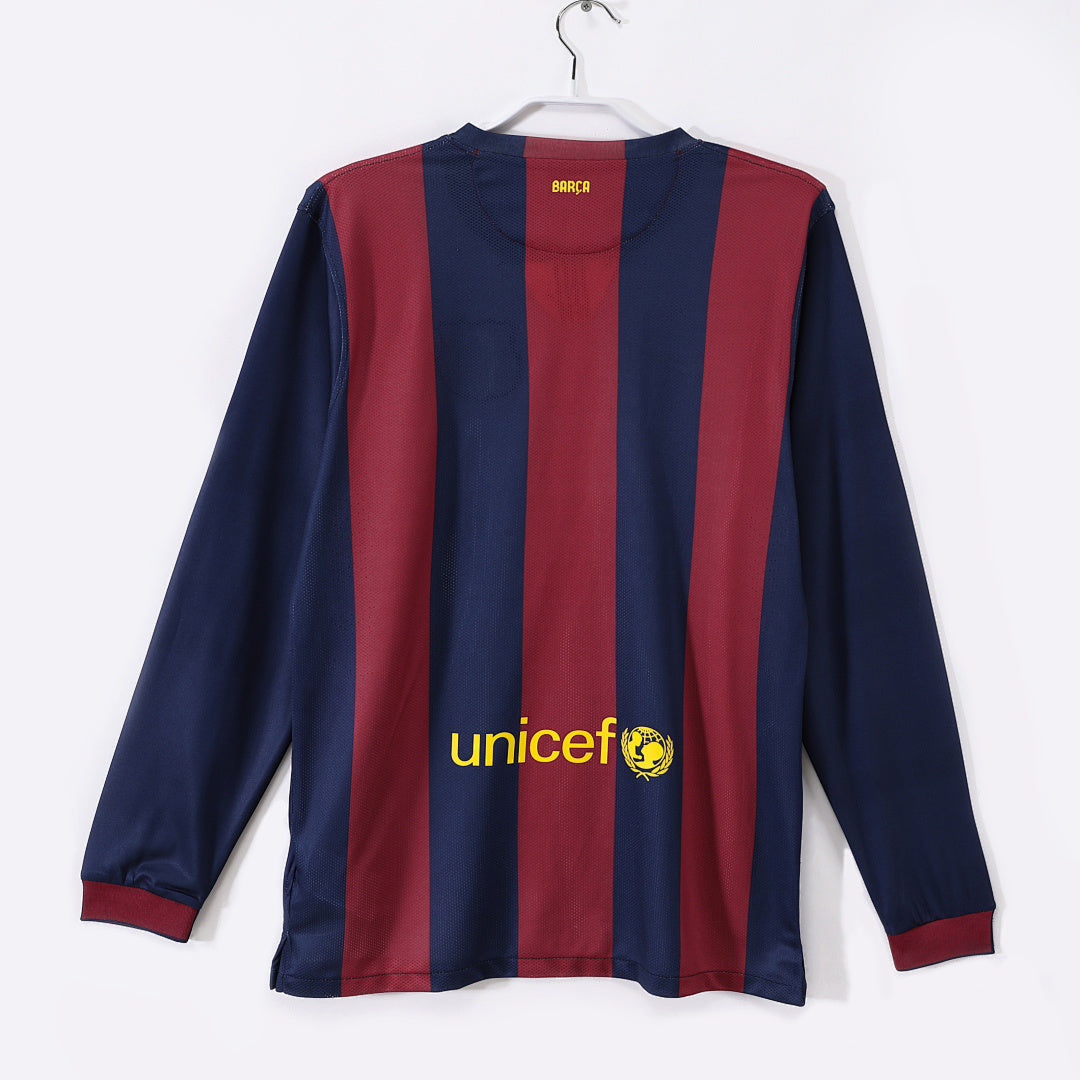 14/15 Barcelona Long Sleeve Home Retro Jersey