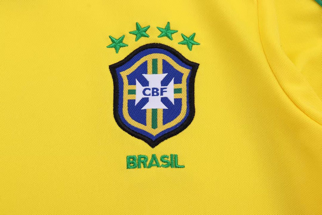 1998 Brazil Home Long Sleeve Retro Kids Jersey