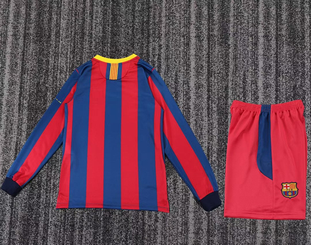 10/11 Barcelona Home Long Sleeve Retro Kids Jersey