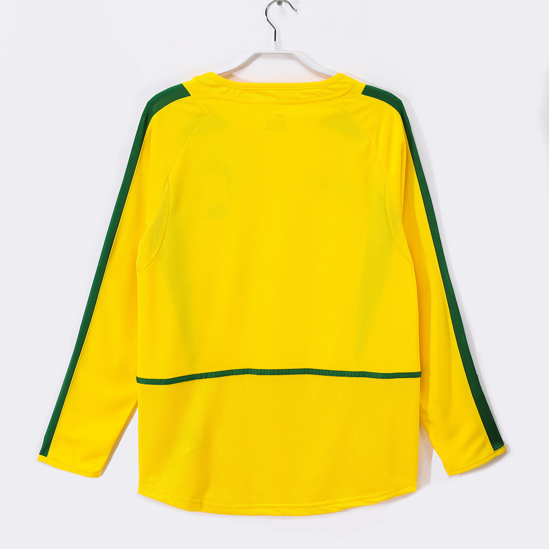 2002 Brazil Long Sleeve Home Retro Jersey