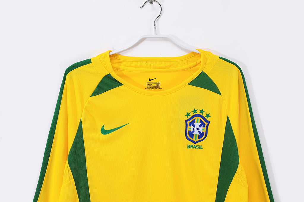 2002 Brazil Long Sleeve Home Retro Jersey