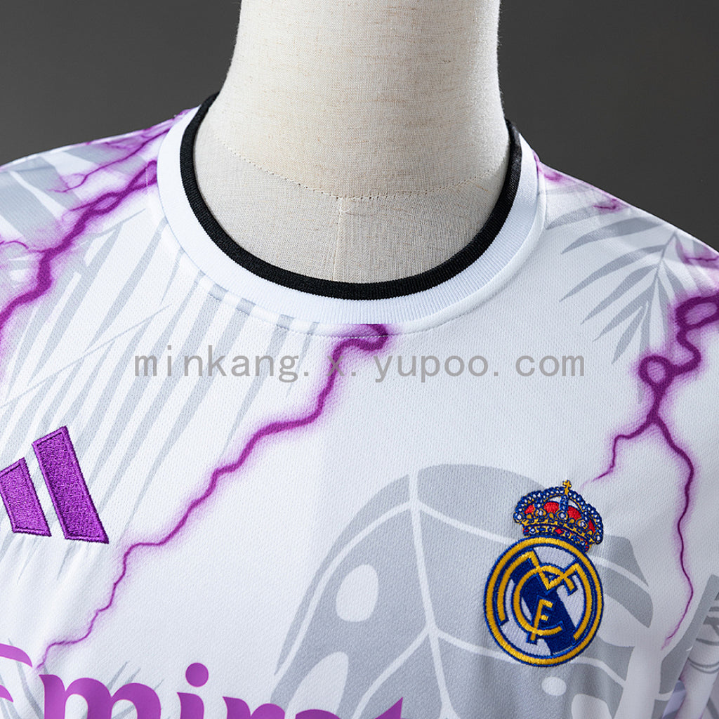 25/26 Real Madrid White Purple Floral Special Jersey