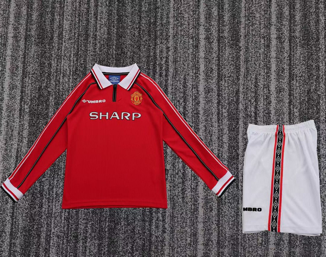 98/99 Manchester United Home Long Sleeve Retro Kids Jersey