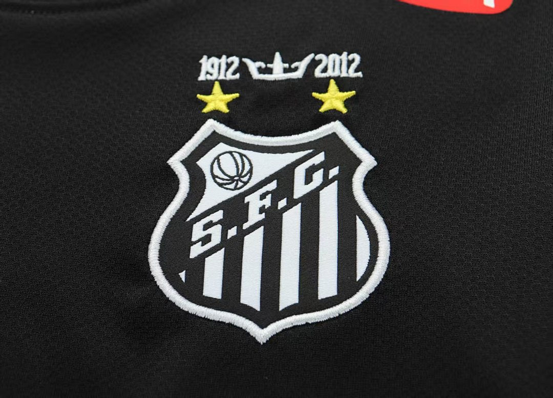 2013 Santos Black Special Long Sleeve Retro Kids Jersey