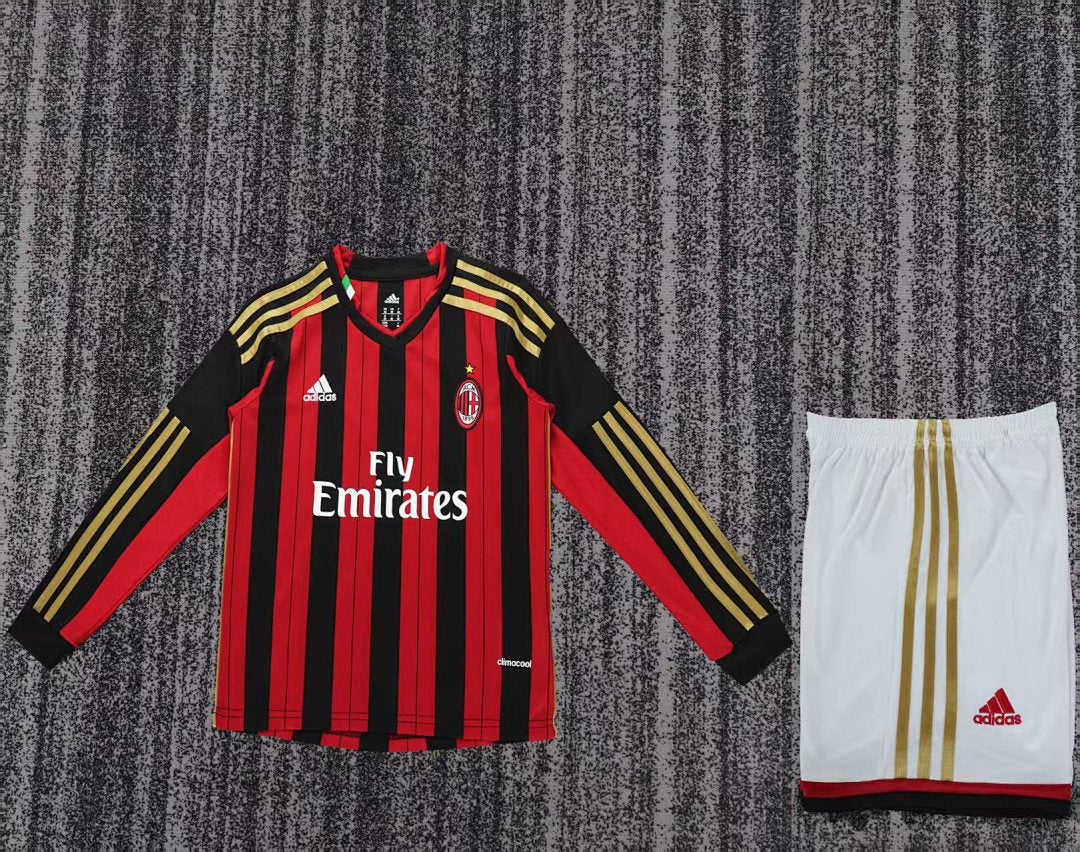 13/14 AC Milan Home Long Sleeve Retro Kids Jersey