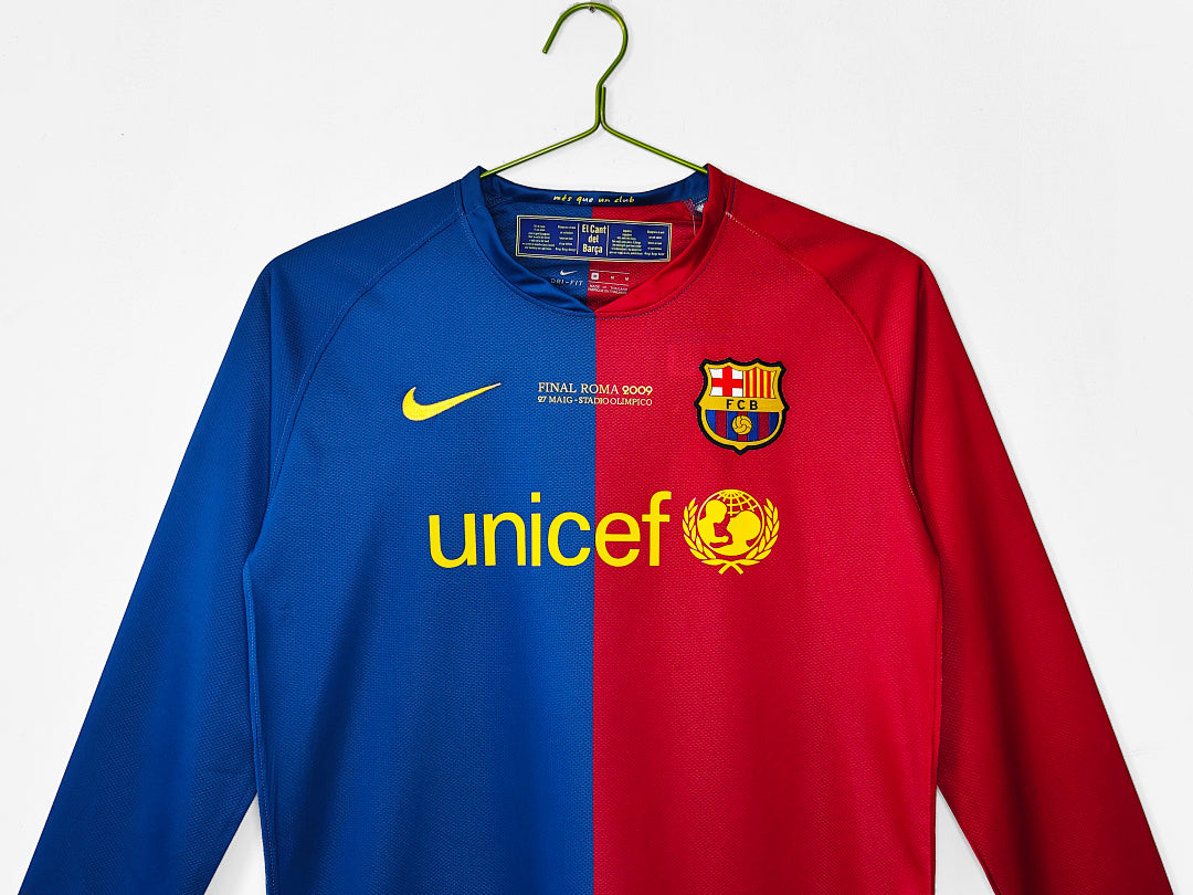 08/09 Barcelona Long Sleeve Home Retro Jersey