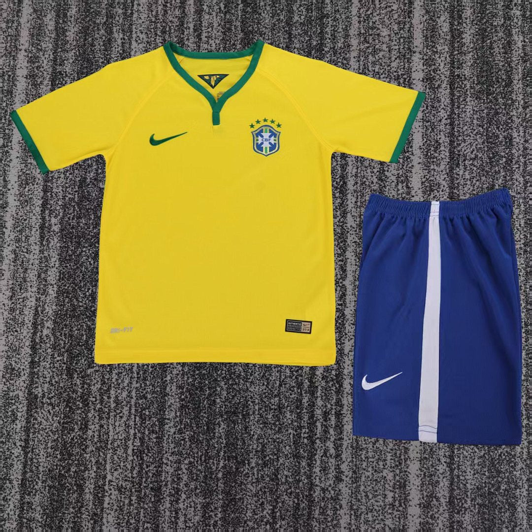 2014 Brazil Home Retro Kids Jersey