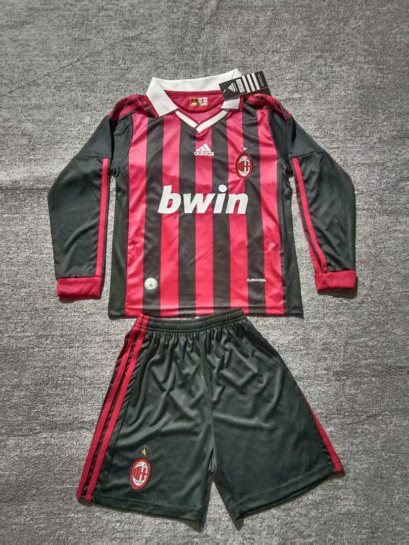 09/10 AC Milan Home Long Sleeve Retro Kids Jersey