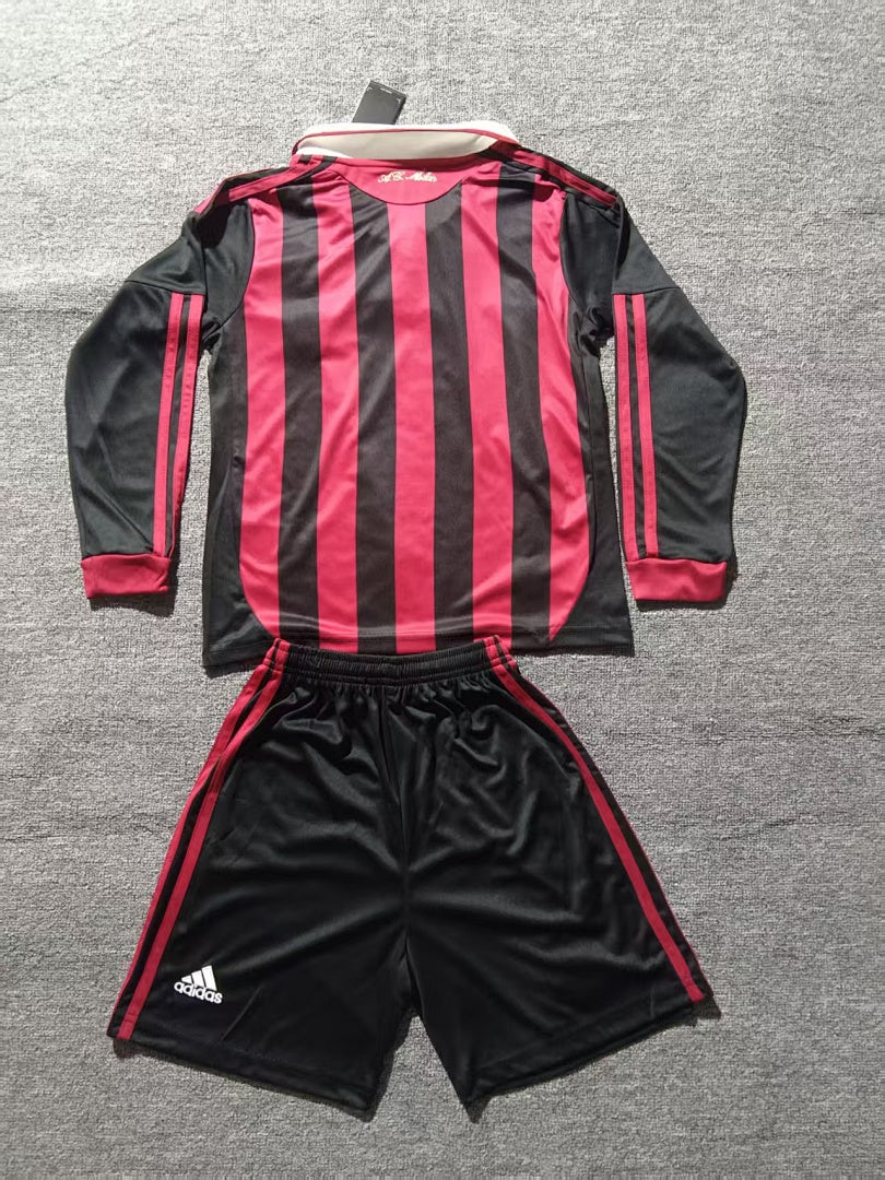 09/10 AC Milan Home Long Sleeve Retro Kids Jersey