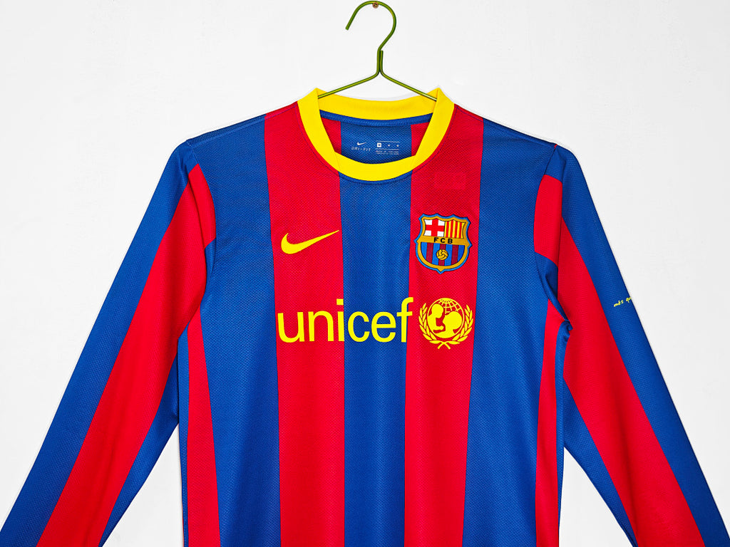 10/11 Barcelona Long Sleeve Home Retro Jersey