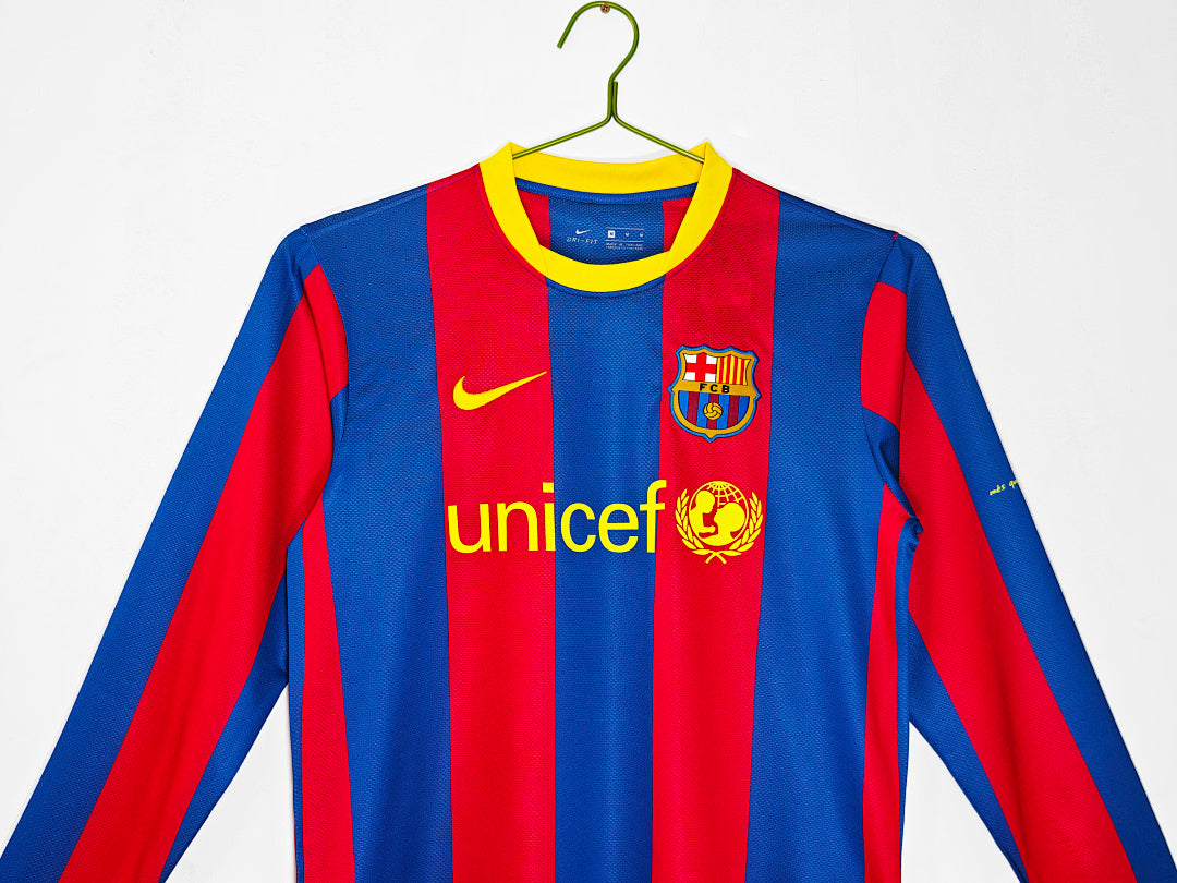 10/11 Barcelona Long Sleeve Home Retro Jersey