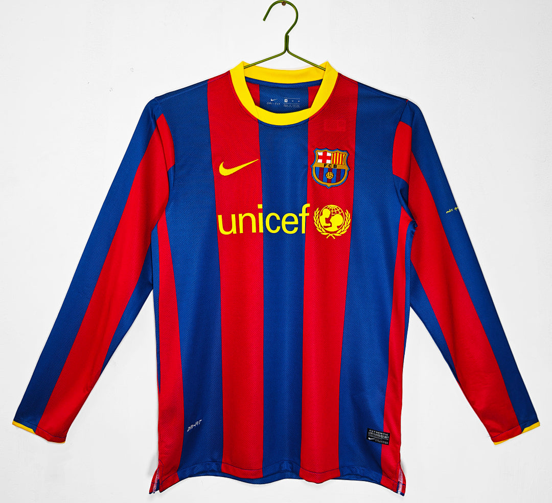 10/11 Barcelona Long Sleeve Home Retro Jersey