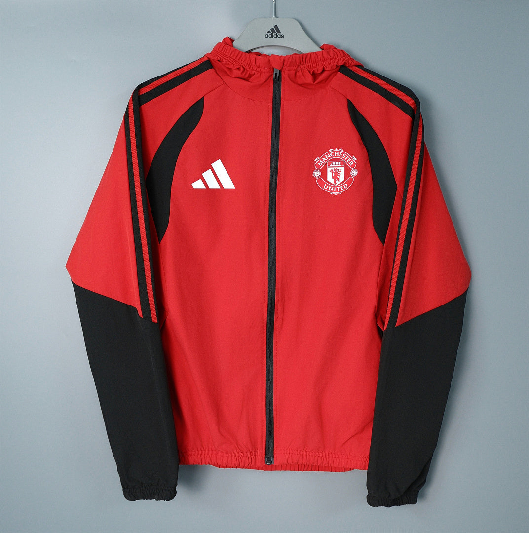 26/27 Manchester United Red & Black Hooded Windbreaker