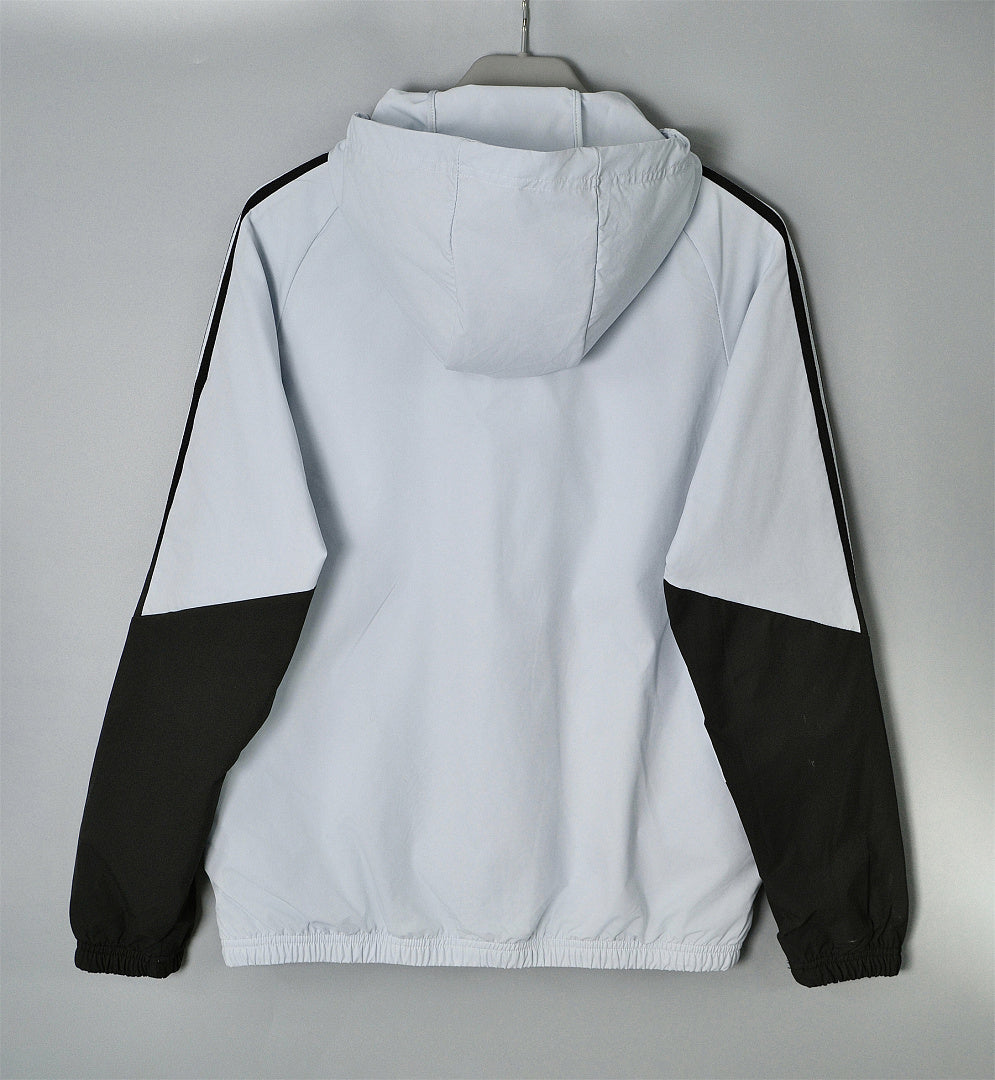 26/27 Real Madrid White & Black Hooded Windbreaker