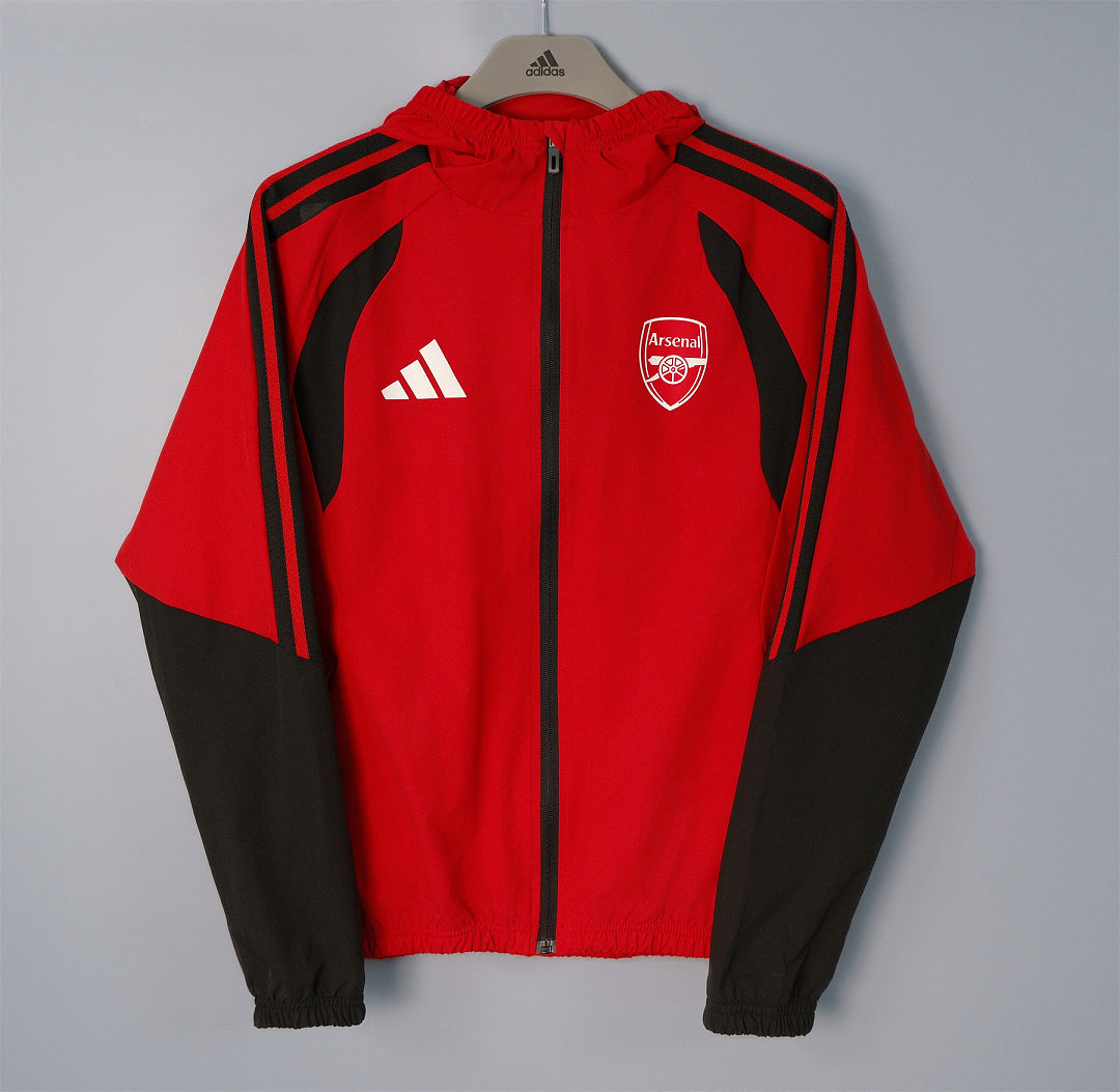 26/27 Arsenal Red & Black Hooded Windbreaker