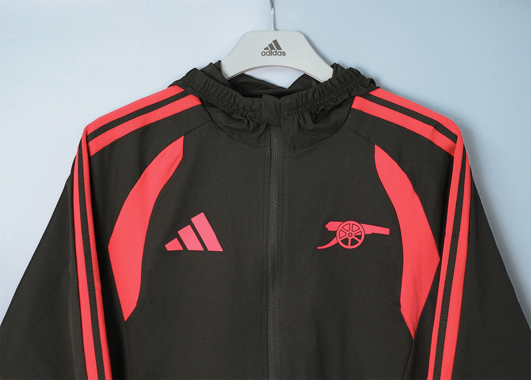 26/27 Arsenal Black & Red Hooded Windbreaker