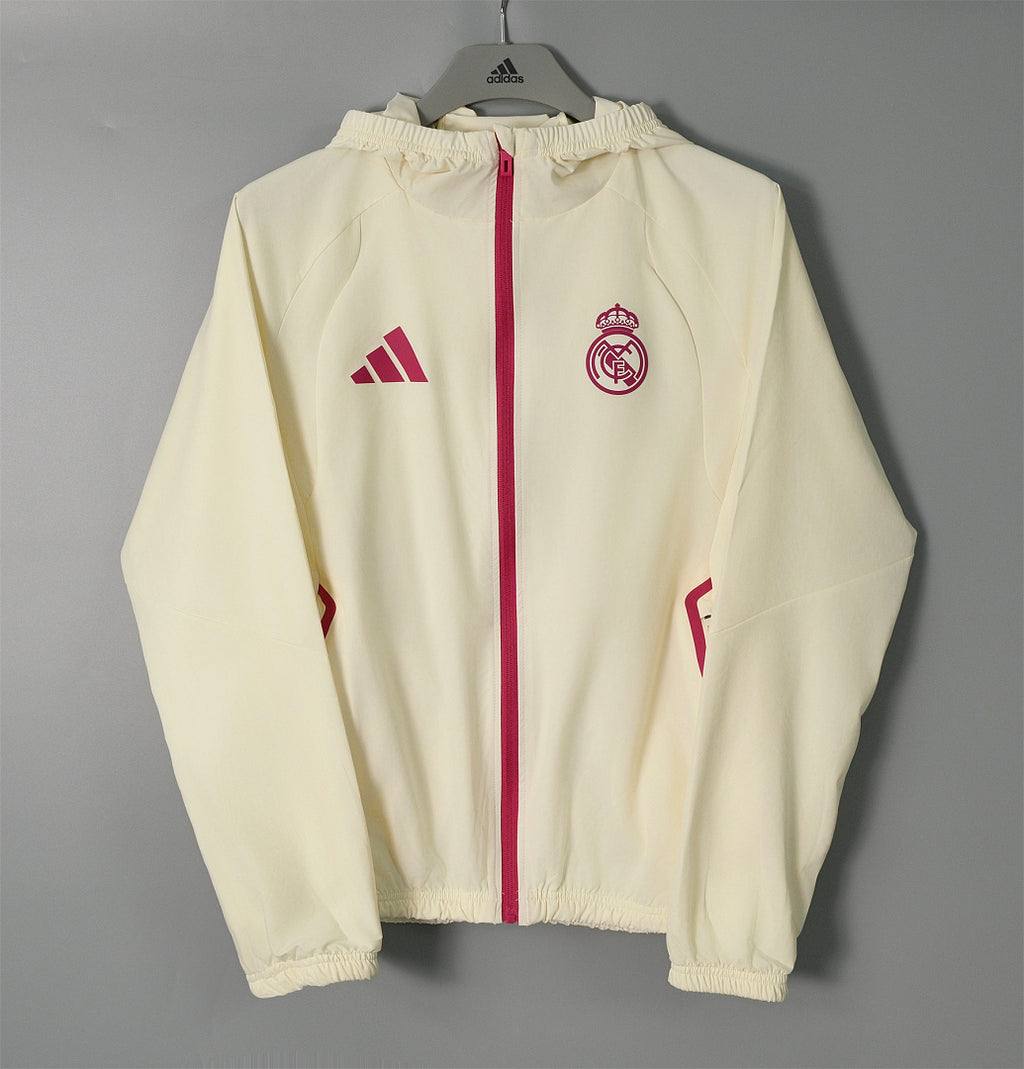 26/27 Real Madrid Cream Hooded Windbreaker