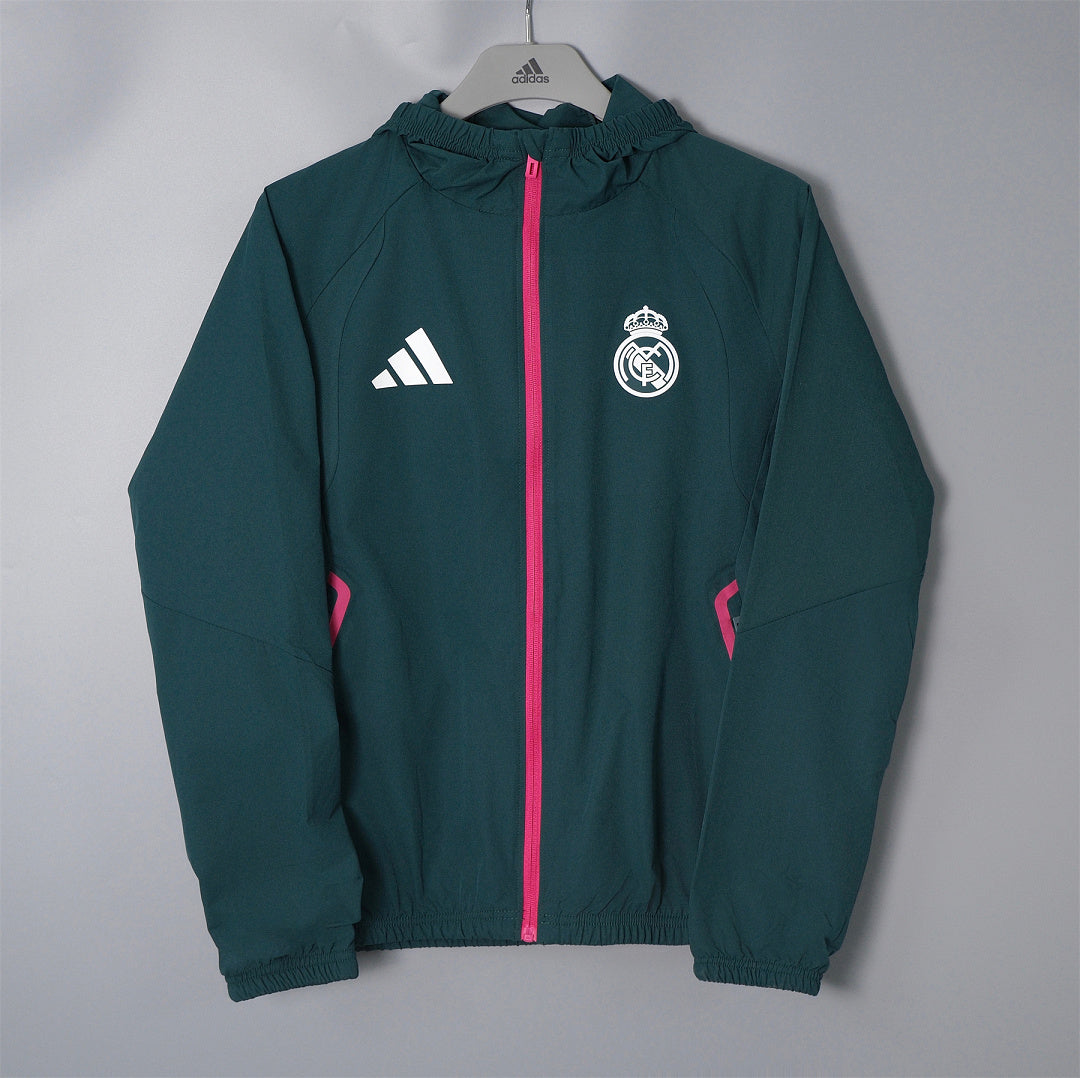 26/27 Real Madrid Dark Green Hooded Windbreaker
