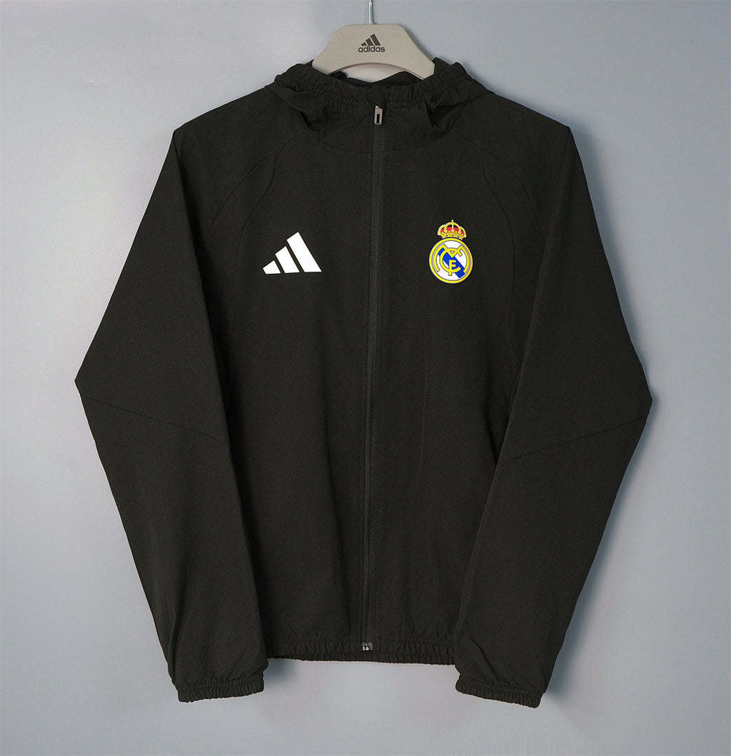 26/27 Real Madrid Black Hooded Windbreaker
