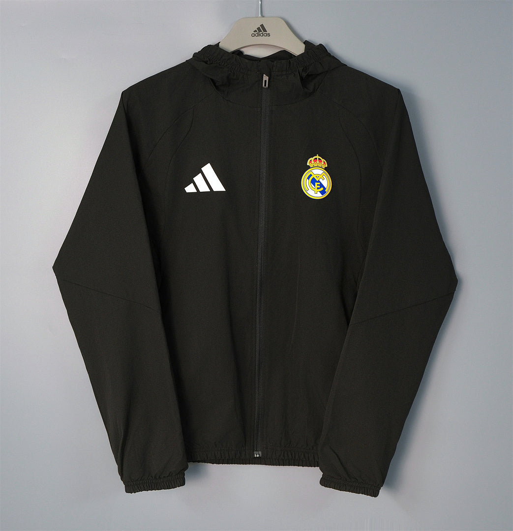 26/27 Real Madrid Black Hooded Windbreaker